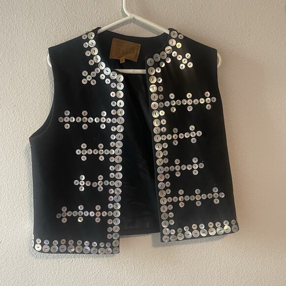 Vintage Double D Ranch Vest Woven S Women Studded Embroidered Wool Multicolor - Picture 7 of 8